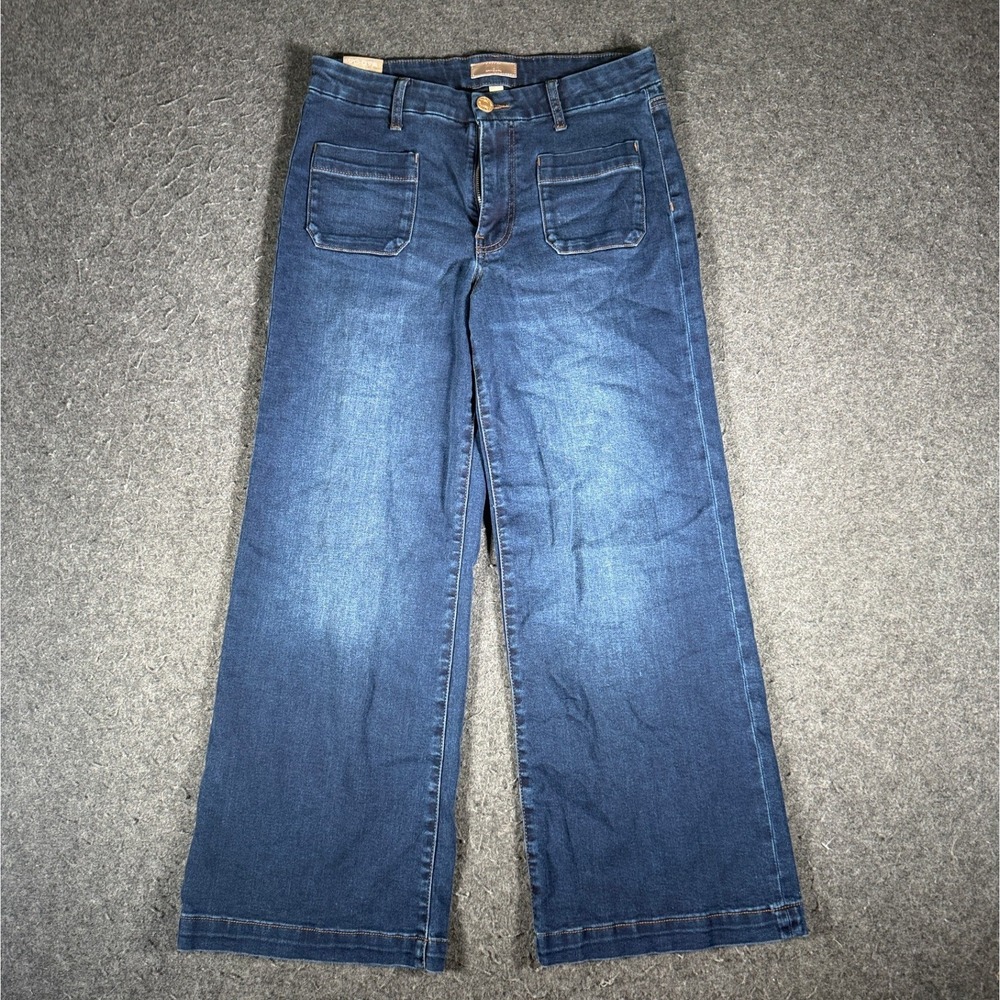 Kut from the Kloth Meg Wide Leg Jeans Dark Wash High Rise Size 8 Patch Pockets